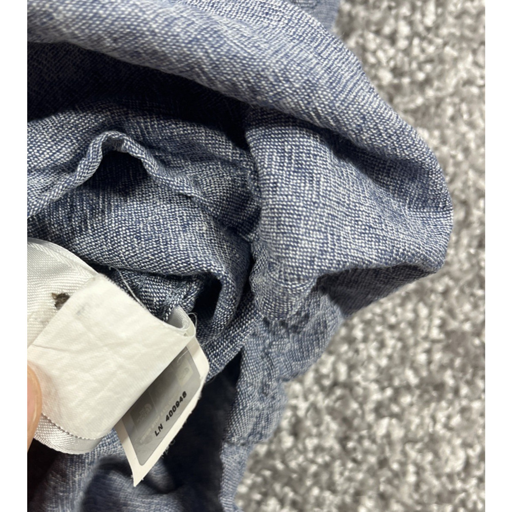 North Face Button Up‎ Shirt Womens Small Linen Cotton Chambray Long Sleeve Blue - Picture 8 of 14